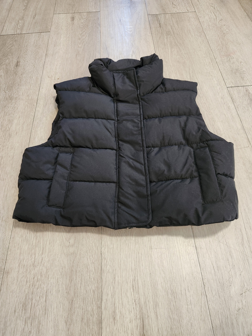 Garage Black Cropped Streetwear Puffer Vest Size XS TP Stand Collar